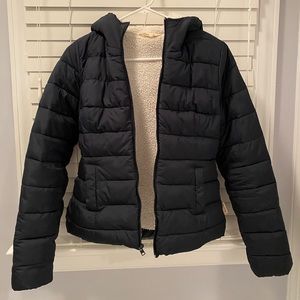 Fuzzy navy winter coat